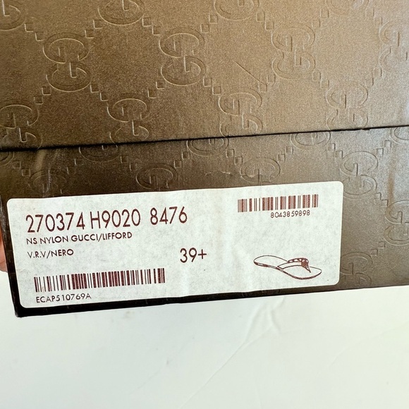 Gucci Black Red Green Leather Fabric GG web Thong flat sandals EU 39.5 - Picture 11 of 11